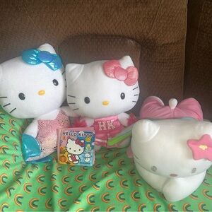 Hello Kitty Plush Toys and small plastic book